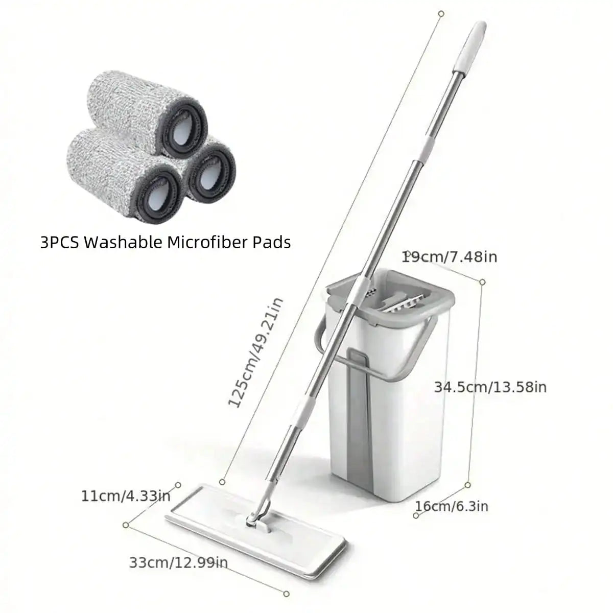 Hand Free Flat Floor Mop And Bucket Set For Professional Home Floor Cleaning System With 3PCS Washable Microfiber