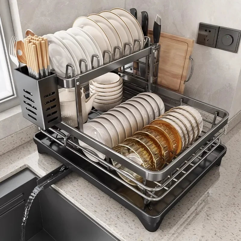 DRAINING Adjustable Stainless Steel Dish Rack
