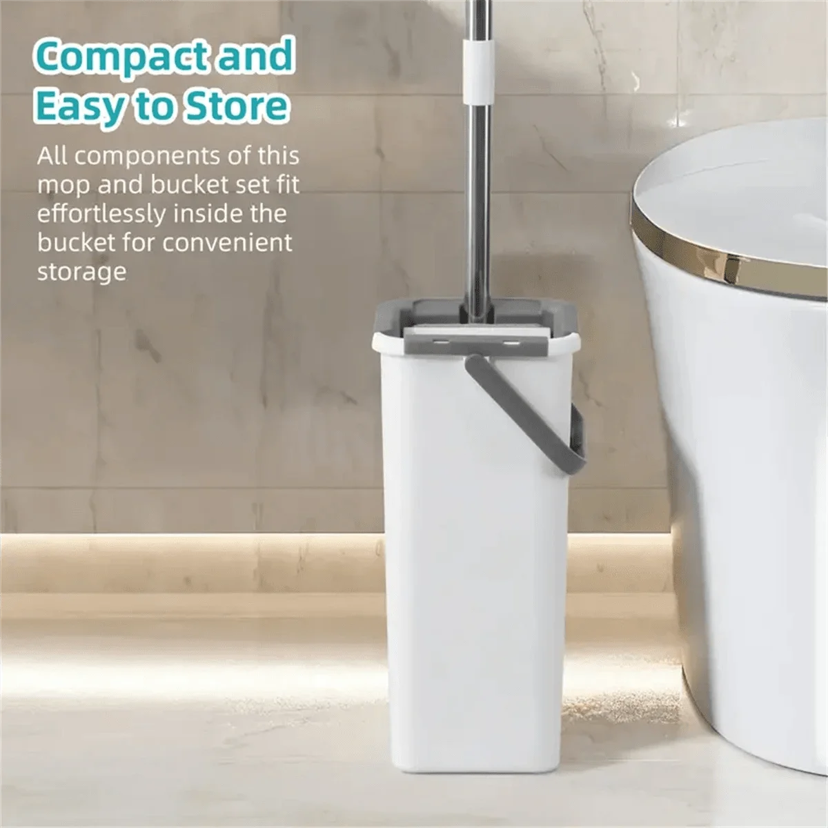Hand Free Flat Floor Mop And Bucket Set For Professional Home Floor Cleaning System With 3PCS Washable Microfiber